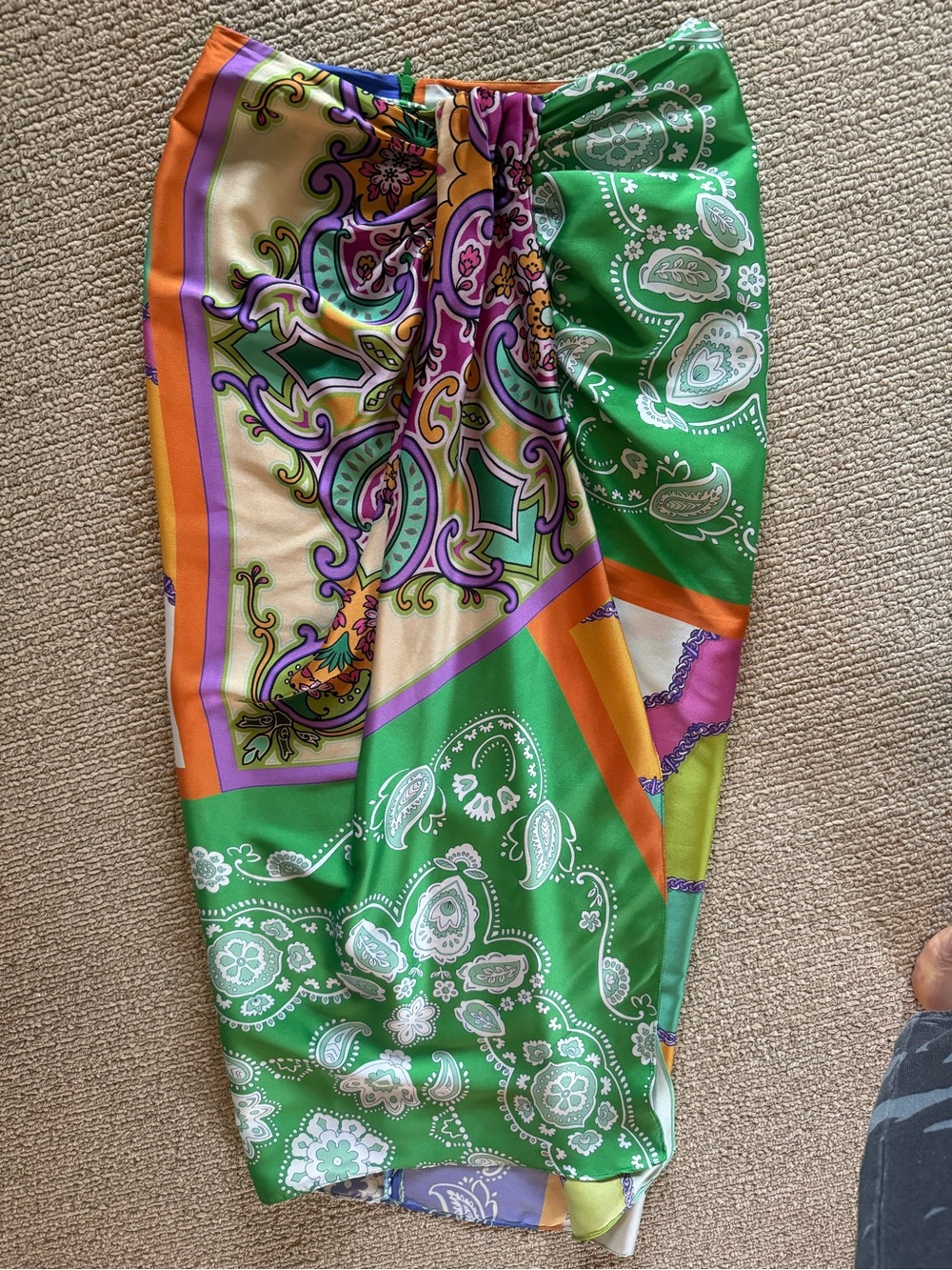 Zara Green, Orange & Purple Paisley Patch Skirt
